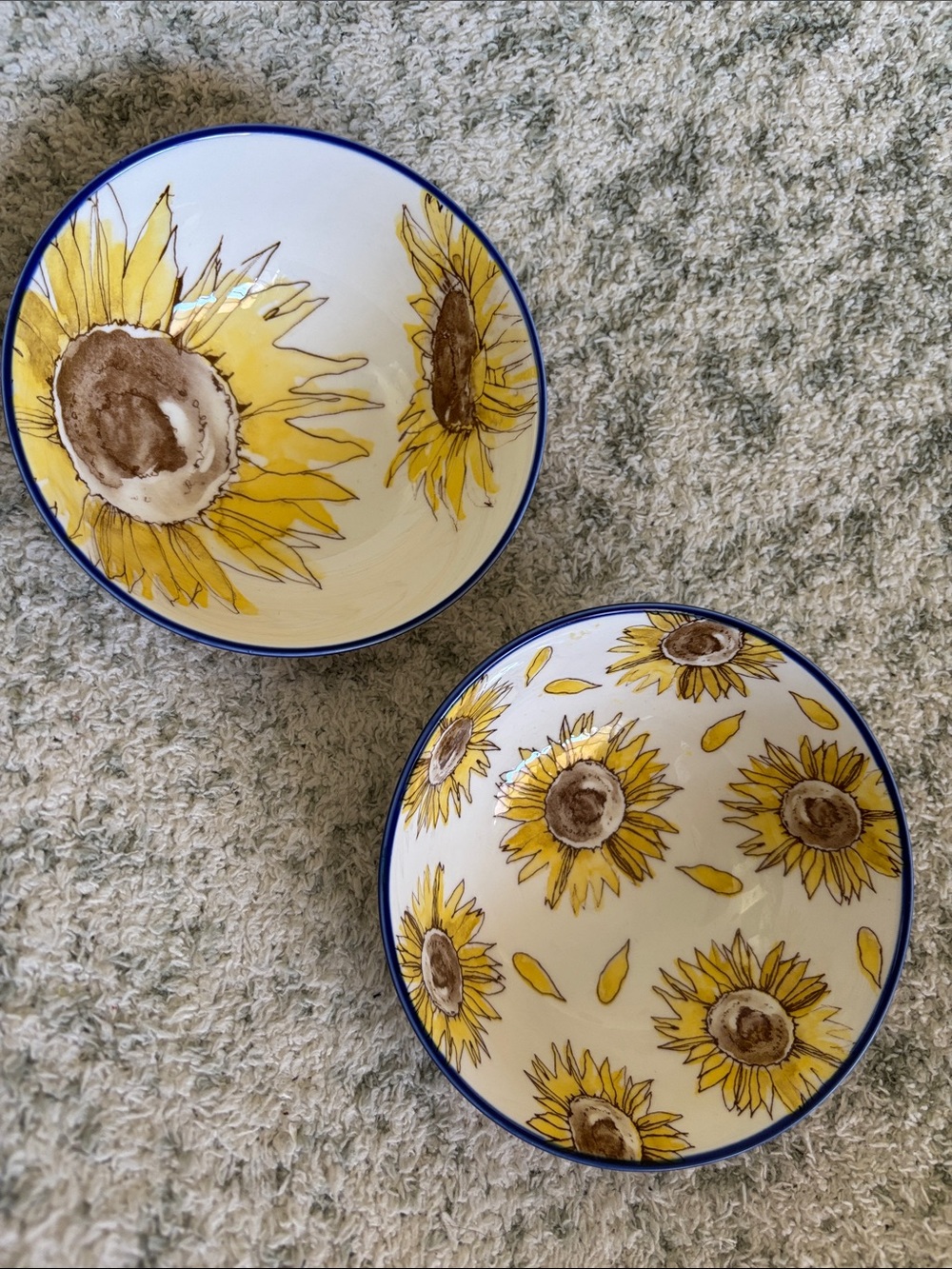 Fig & Fern Sunflower Ceramic Bowls Duo Set of 2 NWT 5x5x2.5”